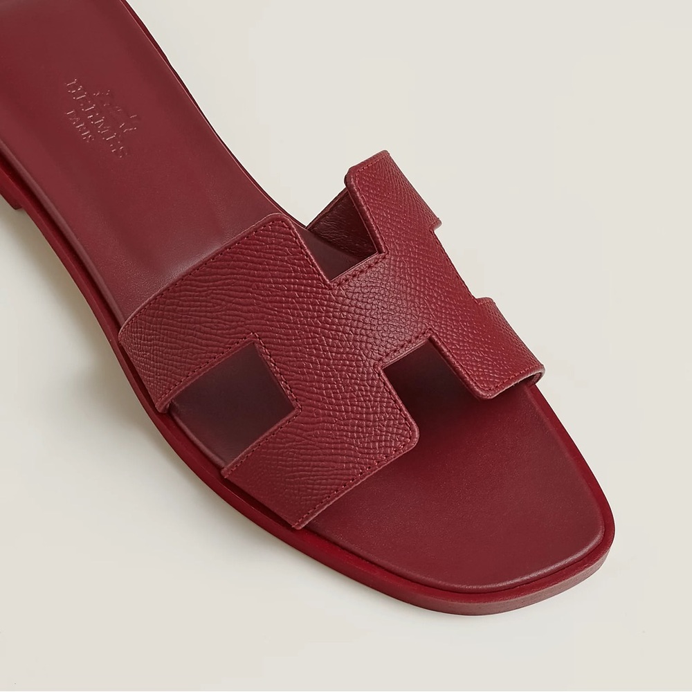 HERMES BNIB burgundy rough H oran sandal 37 - Picture 3 of 6